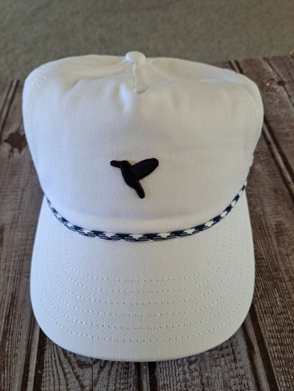 New Birddogs White Baseball Cap Hat Embroidered Bird Tricolor Braided Rope